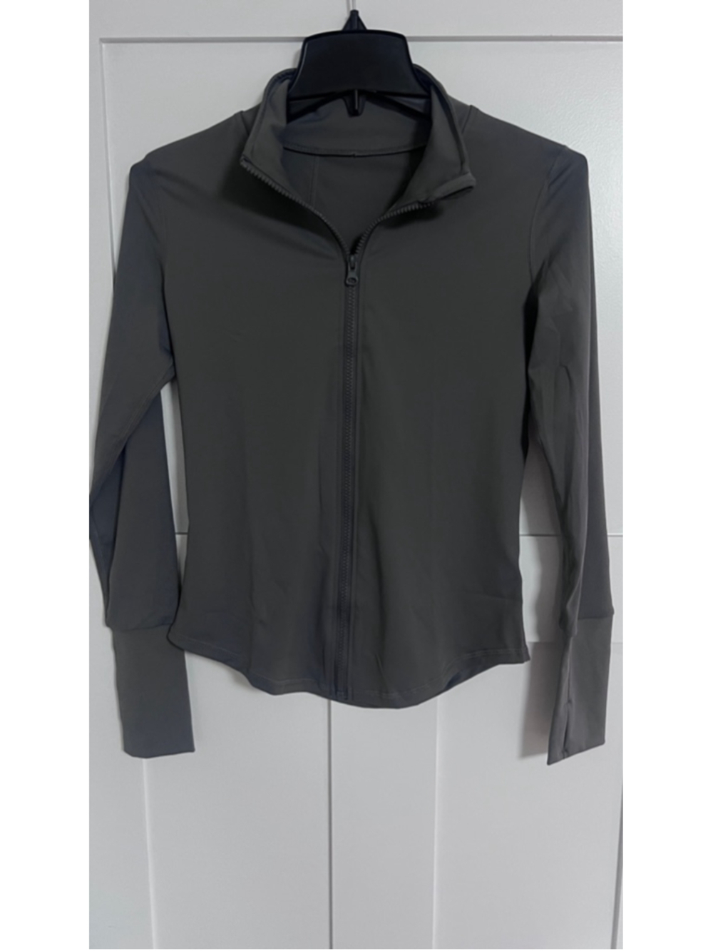 Slim Fit Zip-Up Active Jacket – Gray, Tagged Medium (Fits Like Small)